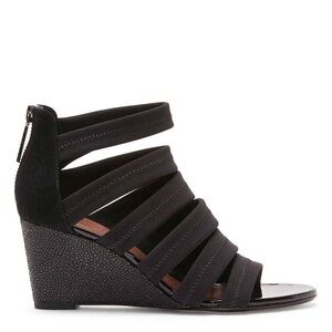 Donald J Pliner Women's Jones- DKS Wedge Sandal EUC Black Strappy Sandals